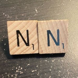Handmade “N” Scrabble Tile Earrings